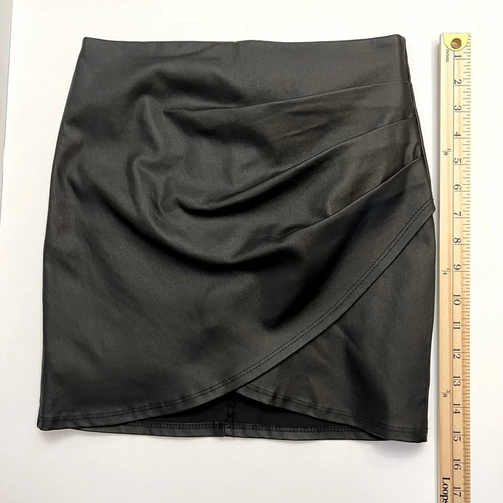 AKIRA Front Wrap Mini Skirt-Black - Picture 6 of 10